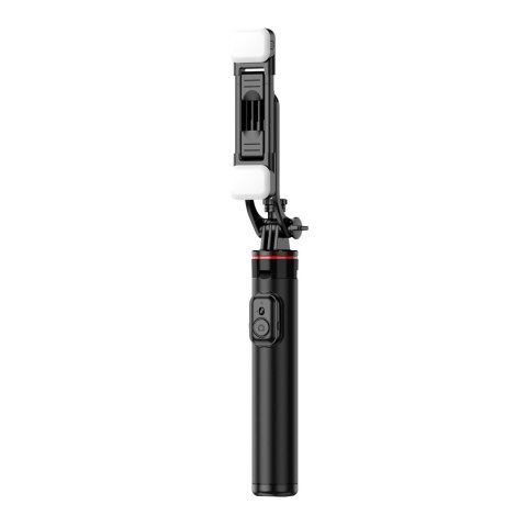 Selfie stick teleskopowy z pilotem + 2x lampka LED stojak tripod na telefon 1.3m aluminium - czarny Selfie stick teleskopowy z pilotem + 2x lampka LED stojak tripod na telefon 1.3m aluminium - czarny