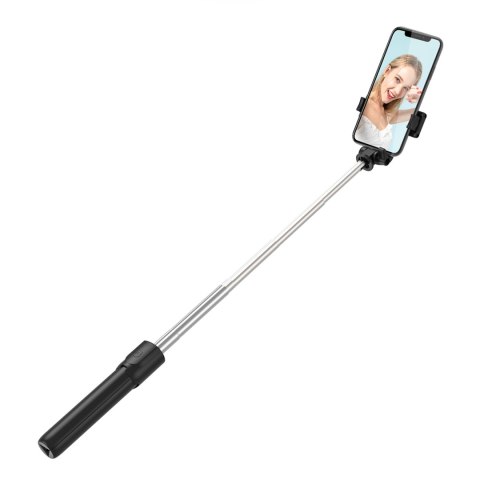 Selfie stick teleskopowy z pilotem stojak tripod na telefon 0.7m - czarny Selfie stick teleskopowy z pilotem stojak tripod na telefon 0.7m - czarny