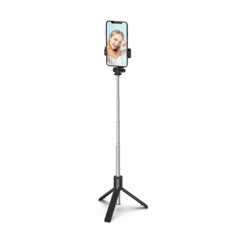 Selfie stick teleskopowy z pilotem stojak tripod na telefon 0.7m - czarny Selfie stick teleskopowy z pilotem stojak tripod na telefon 0.7m - czarny