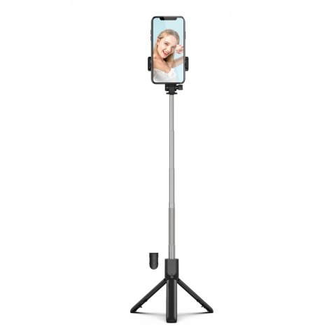 Selfie stick teleskopowy z pilotem stojak tripod na telefon 0.7m - czarny Selfie stick teleskopowy z pilotem stojak tripod na telefon 0.7m - czarny