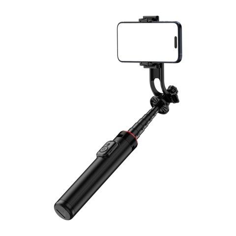 Selfie stick teleskopowy z pilotem stojak tripod na telefon 1.3m aluminium - czarny Selfie stick teleskopowy z pilotem stojak tripod na telefon 1.3m aluminium - czarny