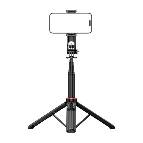 Selfie stick teleskopowy z pilotem stojak tripod na telefon 1.3m aluminium - czarny Selfie stick teleskopowy z pilotem stojak tripod na telefon 1.3m aluminium - czarny