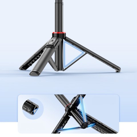 Selfie stick teleskopowy z pilotem stojak tripod na telefon 1.3m aluminium - czarny Selfie stick teleskopowy z pilotem stojak tripod na telefon 1.3m aluminium - czarny