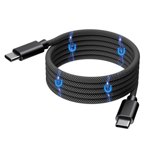 Kabel przewód USB-C 100W PD z organizerem magnetycznym 1.2m - czarny Kabel przewód USB-C 100W PD z organizerem magnetycznym 1.2m - czarny