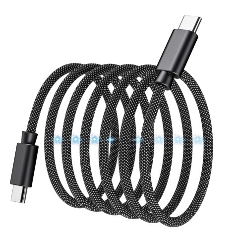 Kabel przewód USB-C 100W PD z organizerem magnetycznym 1.2m - czarny Kabel przewód USB-C 100W PD z organizerem magnetycznym 1.2m - czarny