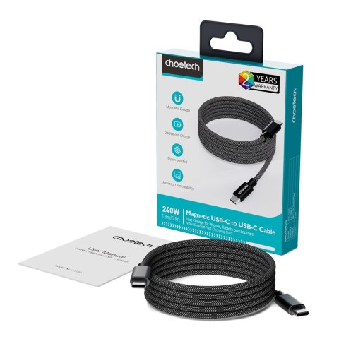 Kabel przewód USB-C 100W PD z organizerem magnetycznym 1.2m - czarny Kabel przewód USB-C 100W PD z organizerem magnetycznym 1.2m - czarny