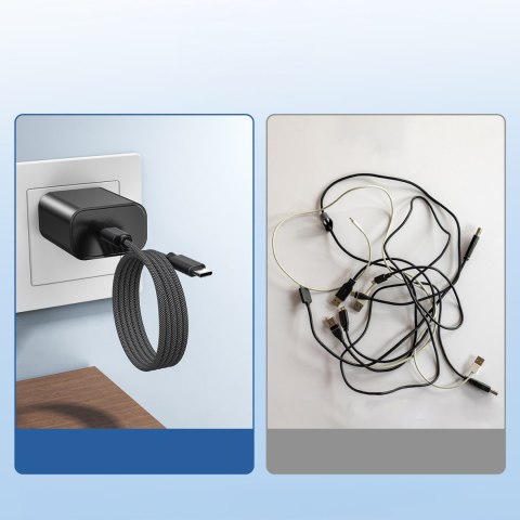 Kabel przewód USB-C 100W PD z organizerem magnetycznym 1.2m - czarny Kabel przewód USB-C 100W PD z organizerem magnetycznym 1.2m - czarny