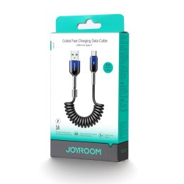 Kabel przewód spiralny USB-A - USB-C Crystal-Clear Series 3A 1.5m - czarny