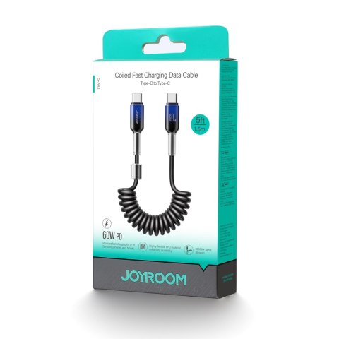 Kabel przewód spiralny USB-C - USB-C Crystal-Clear Series 60W 1.5m - czarny Kabel przewód spiralny USB-C - USB-C Crystal-Clear Series 60W 1.5m - czarny