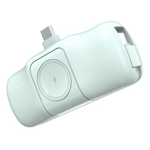 Mini powerbank 5000mAh 15W USB-C i ładowarką do Apple Watch - zielony Mini powerbank 5000mAh 15W USB-C i ładowarką do Apple Watch - zielony