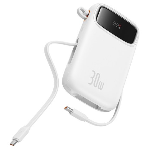 Power bank 10000mAh QPow 2 30W z wbudowanymi kablami USB-C - biały Power bank 10000mAh QPow 2 30W z wbudowanymi kablami USB-C - biały