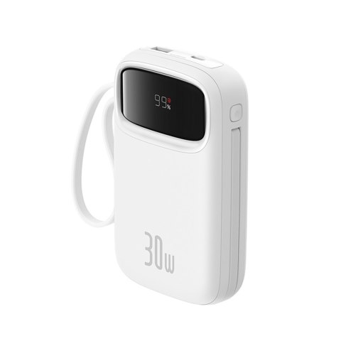 Power bank 10000mAh QPow 2 30W z wbudowanymi kablami USB-C - biały Power bank 10000mAh QPow 2 30W z wbudowanymi kablami USB-C - biały