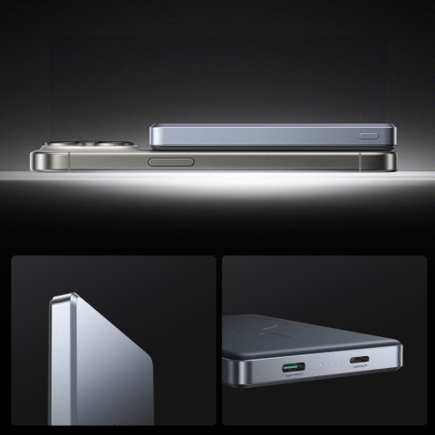 Powerbank Pro 10000mAh ultracienki magnetyczny PD 20W USB-C Lightning - szary Powerbank Pro 10000mAh ultracienki magnetyczny PD 20W USB-C Lightning - szary