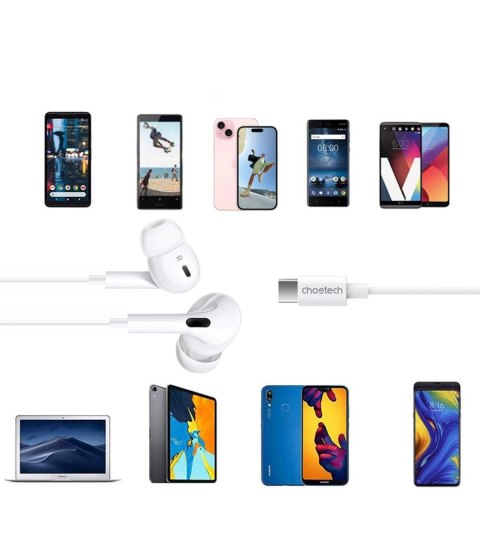 Słuchawki dokanałowe USB-C z przewodem 1.2m - białe Słuchawki dokanałowe USB-C z przewodem 1.2m - białe