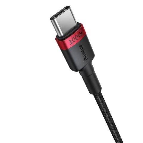 2x Kabel przewód Cafule USB-C - USB-C 100W 1m - czerwono-czarny i czarno-szary 2x Kabel przewód Cafule USB-C - USB-C 100W 1m - czerwono-czarny i czarno-szary