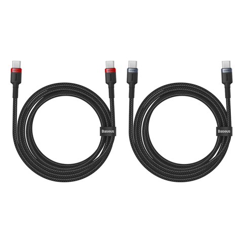 2x Kabel przewód Cafule USB-C - USB-C 100W 1m - czerwono-czarny i czarno-szary 2x Kabel przewód Cafule USB-C - USB-C 100W 1m - czerwono-czarny i czarno-szary