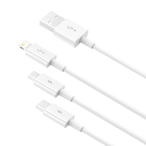 3w1 Kabel przewód Superior Series USB-A - USB-C / Lightning / micro USB 3.5A 1m - biały 3w1 Kabel przewód Superior Series USB-A - USB-C / Lightning / micro USB 3.5A 1m - biały