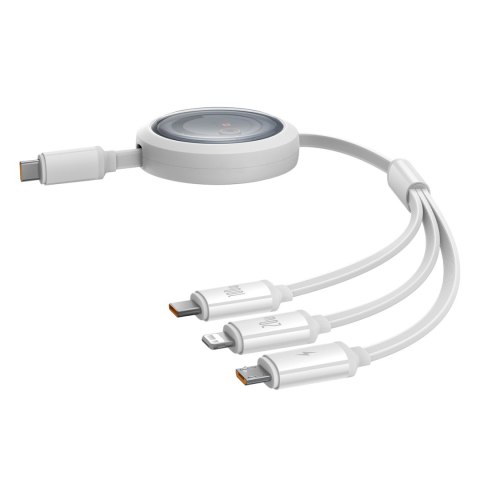 3w1 Kabel uniwersalny zwijany USB-C - Lightning / USB-C / micro USB 100W 1.1m - biały 3w1 Kabel uniwersalny zwijany USB-C - Lightning / USB-C / micro USB 100W 1.1m - biały