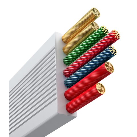3w1 Kabel uniwersalny zwijany USB-C - Lightning / USB-C / micro USB 100W 1.1m - biały 3w1 Kabel uniwersalny zwijany USB-C - Lightning / USB-C / micro USB 100W 1.1m - biały
