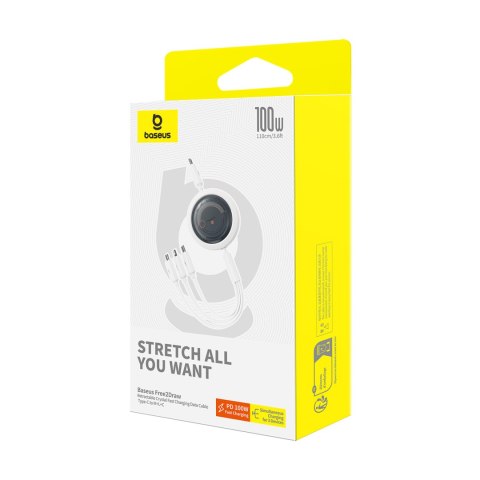 3w1 Kabel uniwersalny zwijany USB-C - Lightning / USB-C / micro USB 100W 1.1m - biały 3w1 Kabel uniwersalny zwijany USB-C - Lightning / USB-C / micro USB 100W 1.1m - biały