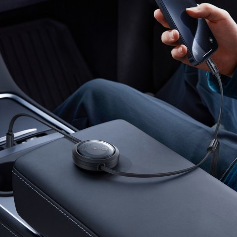 3w1 Kabel uniwersalny zwijany USB-C - Lightning / USB-C / micro USB 100W 1.1m - czarny 3w1 Kabel uniwersalny zwijany USB-C - Lightning / USB-C / micro USB 100W 1.1m - czarny