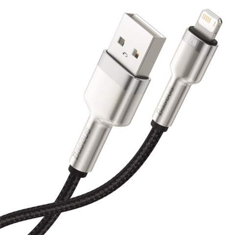Kabel przewód Cafule Series Metal Data USB-A - iPhone Lightning 2.4A 1m - czarny Kabel przewód Cafule Series Metal Data USB-A - iPhone Lightning 2.4A 1m - czarny