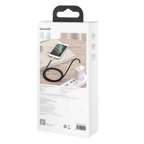 Kabel przewód Cafule Series Metal Data USB-A - iPhone Lightning 2.4A 1m - czarny Kabel przewód Cafule Series Metal Data USB-A - iPhone Lightning 2.4A 1m - czarny