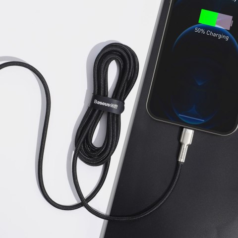Kabel przewód Cafule Series Metal Data USB-A - iPhone Lightning 2.4A 1m - czarny Kabel przewód Cafule Series Metal Data USB-A - iPhone Lightning 2.4A 1m - czarny