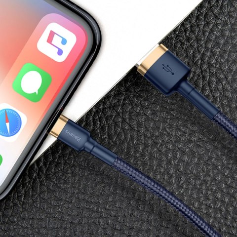 Kabel przewód Cafule USB-A - iPhone Lightning 2.4A QC 3.0 1m - niebiesko-złoty Kabel przewód Cafule USB-A - iPhone Lightning 2.4A QC 3.0 1m - niebiesko-złoty
