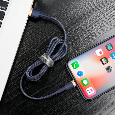 Kabel przewód Cafule USB-A - iPhone Lightning 2.4A QC 3.0 1m - niebiesko-złoty Kabel przewód Cafule USB-A - iPhone Lightning 2.4A QC 3.0 1m - niebiesko-złoty