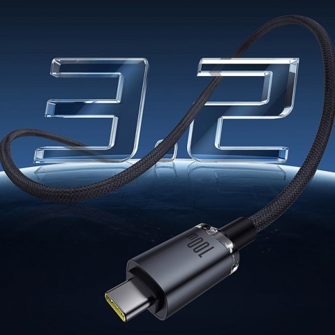 Kabel przewód Crystal Shine USB-C - USB-C USB3.2 100W 20Gbps 1.5m - czarny Kabel przewód Crystal Shine USB-C - USB-C USB3.2 100W 20Gbps 1.5m - czarny