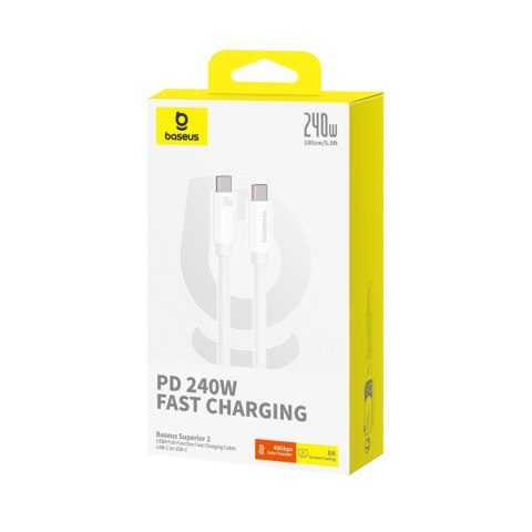 Kabel przewód Superior 2 USB-C - USB-C USB4 240W 1.8m - biały Kabel przewód Superior 2 USB-C - USB-C USB4 240W 1.8m - biały