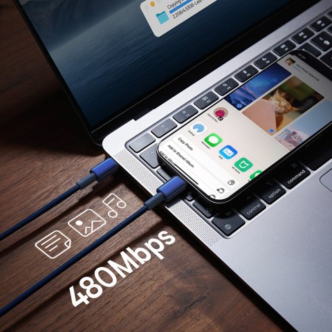 Kabel przewód Tungsten Gold USB-C - USB-C 100W 1m - granatowy Kabel przewód Tungsten Gold USB-C - USB-C 100W 1m - granatowy
