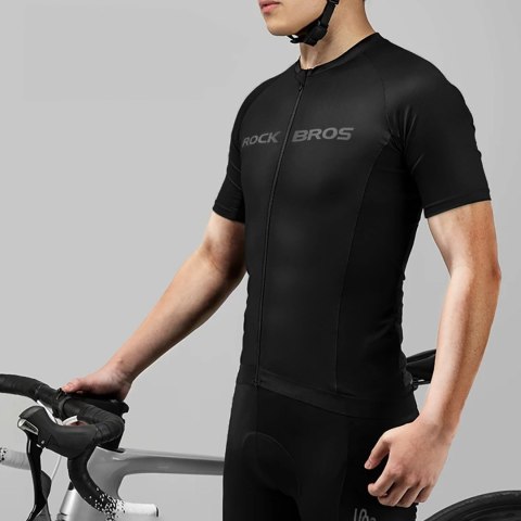 Koszulka rowerowa rozpinana z krótkim rękawem XXXL - czarna Koszulka rowerowa rozpinana z krótkim rękawem XXXL - czarna