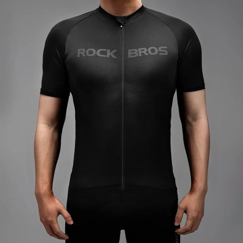 Koszulka rowerowa rozpinana z krótkim rękawem XXXL - czarna Koszulka rowerowa rozpinana z krótkim rękawem XXXL - czarna