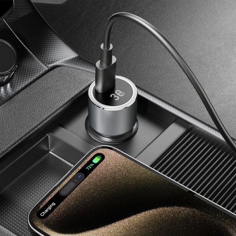 Ładowarka samochodowa USB-C 30W PD - srebrna Ładowarka samochodowa USB-C 30W PD - srebrna
