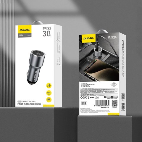 Ładowarka samochodowa USB-C 30W PD - srebrna Ładowarka samochodowa USB-C 30W PD - srebrna