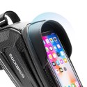 Sakwa rowerowa na ramę pancerna z kieszonką na telefon nawigację 1.7l + pokrowiec - czarna