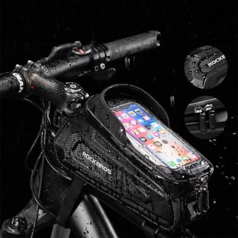 Sakwa rowerowa na ramę pancerna z kieszonką na telefon nawigację 1.7l + pokrowiec - czarna Sakwa rowerowa na ramę pancerna z kieszonką na telefon nawigację 1.7l + pokrowiec - czarna