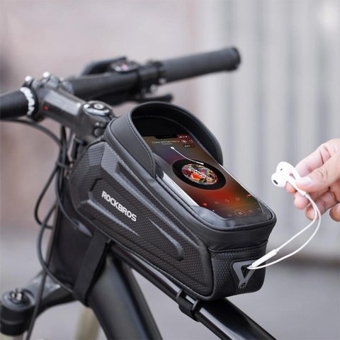 Sakwa rowerowa na ramę pancerna z kieszonką na telefon nawigację 1.7l + pokrowiec - czarna Sakwa rowerowa na ramę pancerna z kieszonką na telefon nawigację 1.7l + pokrowiec - czarna