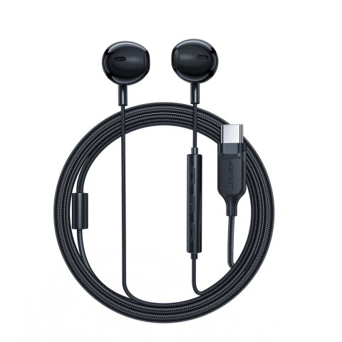 Słuchawki douszne ze złączem USB-C mikrofonem i pilotem 1.2 m - czarne Słuchawki douszne ze złączem USB-C mikrofonem i pilotem 1.2 m - czarne