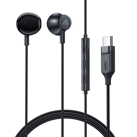 Słuchawki douszne ze złączem USB-C mikrofonem i pilotem 1.2 m - czarne Słuchawki douszne ze złączem USB-C mikrofonem i pilotem 1.2 m - czarne