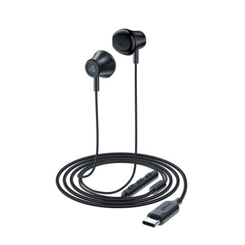 Słuchawki douszne ze złączem USB-C mikrofonem i pilotem 1.2 m - czarne Słuchawki douszne ze złączem USB-C mikrofonem i pilotem 1.2 m - czarne