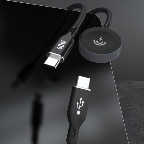 2w1 Kabel przewód z ładowarką do Apple Watch + wtyczka USB-C PD 60W - czarna 2w1 Kabel przewód z ładowarką do Apple Watch + wtyczka USB-C PD 60W - czarna