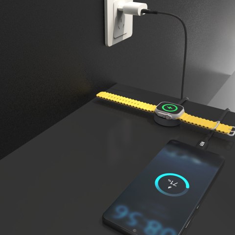 2w1 Kabel przewód z ładowarką do Apple Watch + wtyczka USB-C PD 60W - czarna 2w1 Kabel przewód z ładowarką do Apple Watch + wtyczka USB-C PD 60W - czarna