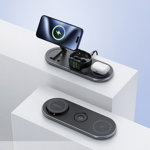 3w1 Ładowarka indukcyjna Qi2 na smartfon słuchawki smartwatch - czarna 3w1 Ładowarka indukcyjna Qi2 na smartfon słuchawki smartwatch - czarna