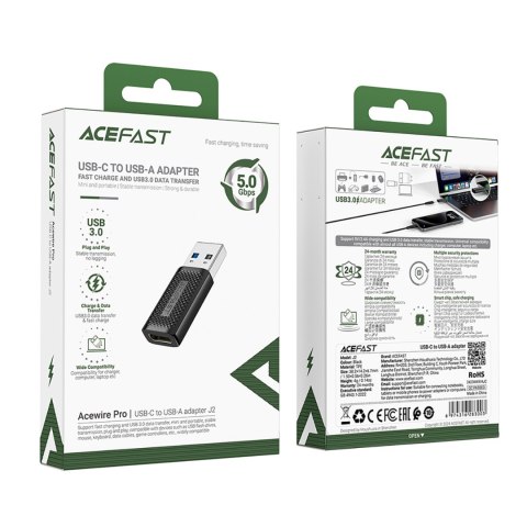 Adapter przejściówka USB-C do USB-A 3.0 (męski) 5Gb/s - czarny Adapter przejściówka USB-C do USB-A 3.0 (męski) 5Gb/s - czarny