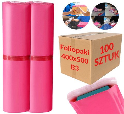 Foliopaki Kurierskie Różowe B3 400x500mm - 100 szt. Foliopaki Kurierskie Różowe B3 400x500mm - 100 szt.