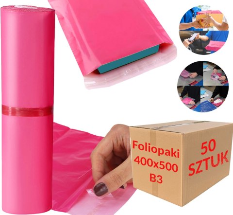 Foliopaki Kurierskie Różowe B3 400x500mm - 100 szt. Foliopaki Kurierskie Różowe B3 400x500mm - 100 szt.