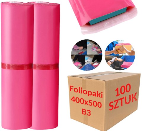 Foliopaki Kurierskie Różowe B3 400x500mm - 100 szt. Foliopaki Kurierskie Różowe B3 400x500mm - 100 szt.